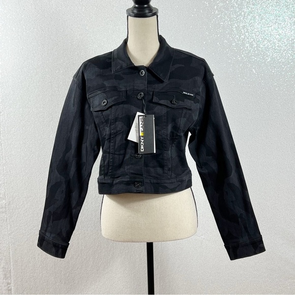 DKNY Women’s Black Camouflage Denim Jacket Size Small NWT - Picture 9 of 16